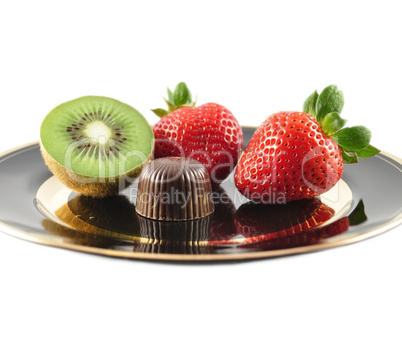 kiwi ,strawberry and chocolate candy