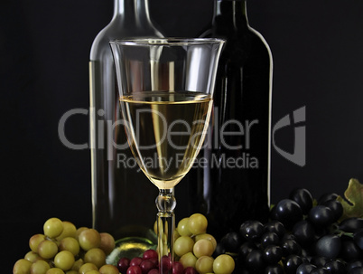 white wine and grape