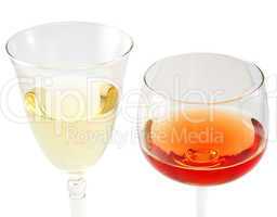 red and white wine