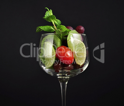 fruits in a wineglass