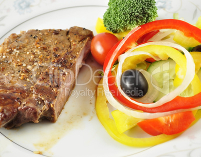 steak and fresh vegetables