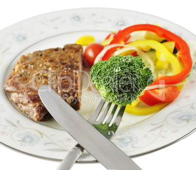 steak and fresh vegetables
