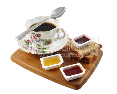 coffee and bread with jelly