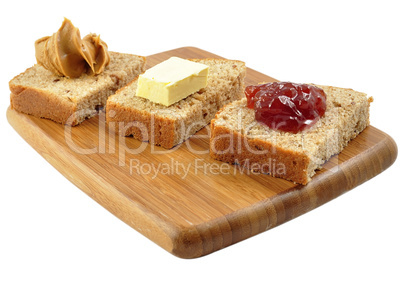 snacks on a cutting board