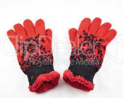 red winter gloves