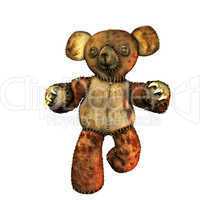 alter teddybär mit knopfaugen und krallen