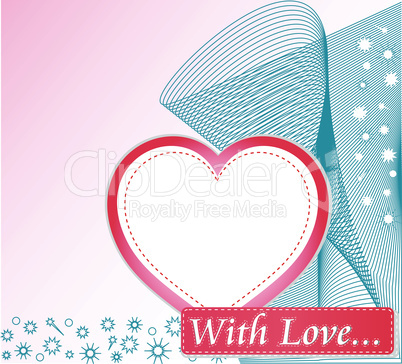 Cute cover design with grunge decoration and love heart