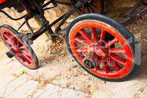 antique wagon red wheels