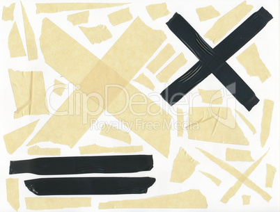 Assorted masking tape and tape pieces