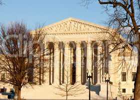 Winter trees frame Supreme court