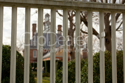 Governors palace in Williamsburg behind railings