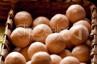 Round soap balls in basket