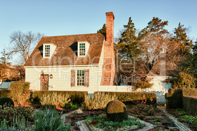 Old house and garden in Colonial Williamsburg