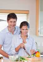 Portrait of a couple cooking