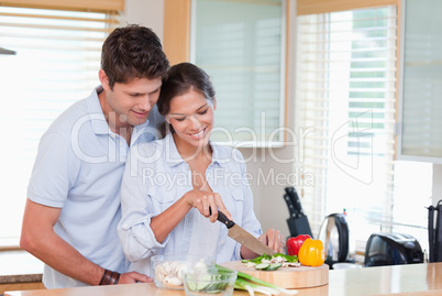 Happy couple cooking