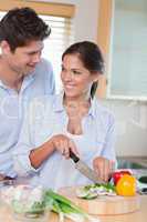 Portrait of a happy couple cooking