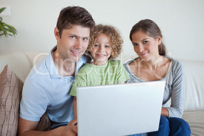 Family using a notebook