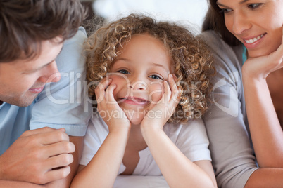 Close up of parents looking at their son