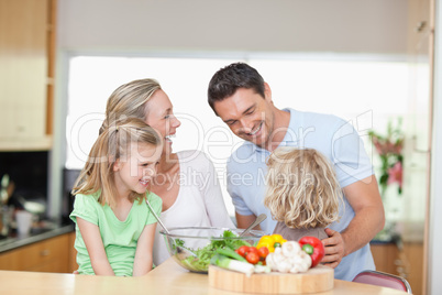 Happy family in the kitchen