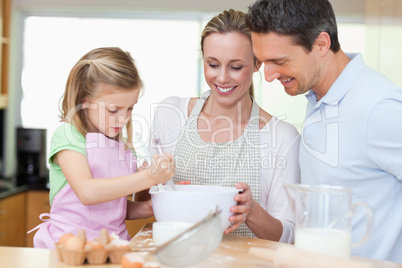 Family making cookies