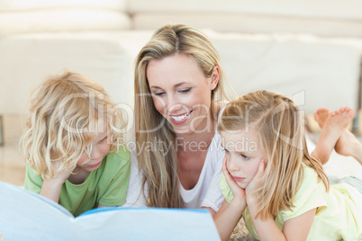 Mother reading story for children