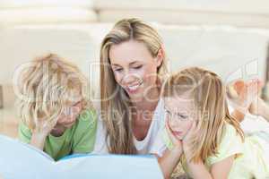 Mother reading story for children