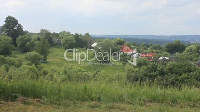 Russian village countryside landscape panning