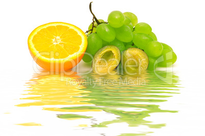 Fresh fruit reflected in water