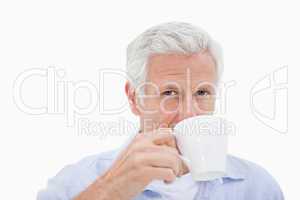 Mature man drinking tea
