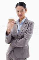 Portrait of a businesswoman holding a takeaway tea