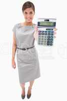 Woman showing hand calculator