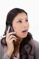 Surprised woman on the phone