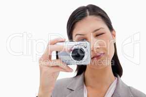 Woman using camera