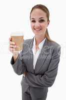 Portrait of a businesswoman holding a takeaway coffee