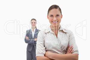 Smiling businesswomen posing