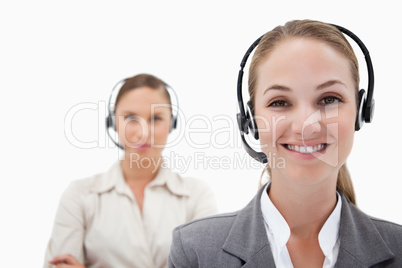 Smiling operators with headsets