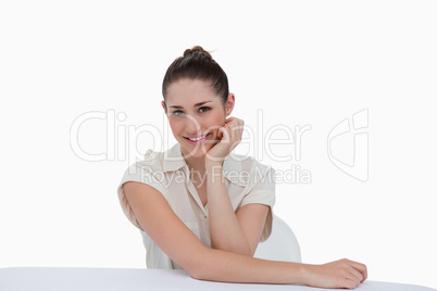 Cute businesswoman sitting