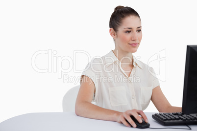 Businesswoman using a monitor