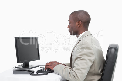 Businessman using a monitor