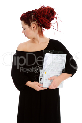 Young woman with folder of documents