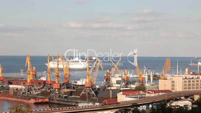 Ocean cruise ship leaves the port of Odessa, Ukraine (Time Lapse)