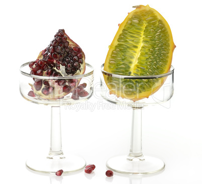 Kiwano Melon And Pomegranate Fruits