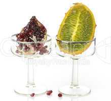 Kiwano Melon And Pomegranate Fruits