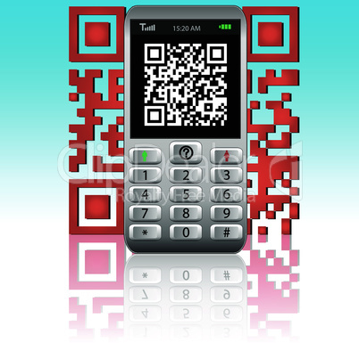 Smartphone with QR code.