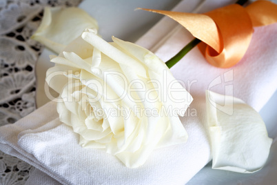 Serviette mit Rose - Napkin with a Rose