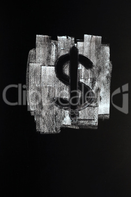 Dollar symbol on blackboard