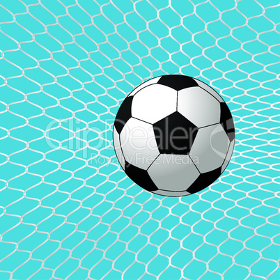 Soccer ball in goal. Vector.