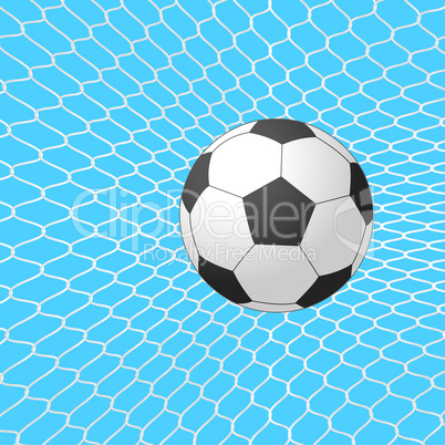 Soccer ball in goal. Vector.