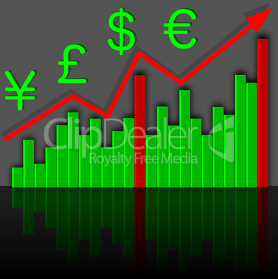 Graph the growth of financial income. Vector.