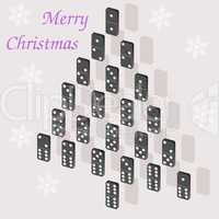 A beautiful tree of dominoes. Christmas card.